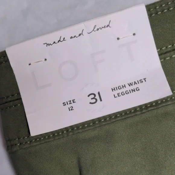 Loft High Waist Leggings Army Green NWT Size 12/31 - Picture 6 of 7